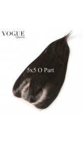 5x5  Straight O Part Lace Closure ,Natural Color,Brazilian Human Virgin Hair C part closure